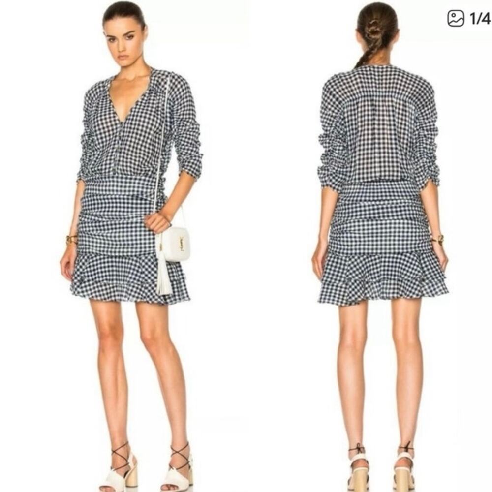 Veronica beard Campbell gingham ruched dress size women’s 6